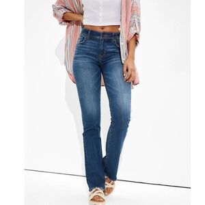 American Eagle Low Rise Kick Boot Jeans Dark Vintage Wash Size 2R